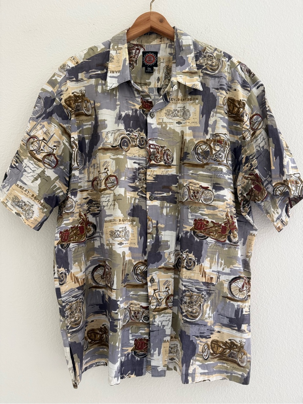 Vintage Harley Davidson Aloha Motorcycle  Short Sleeve Button Up cotton shirt